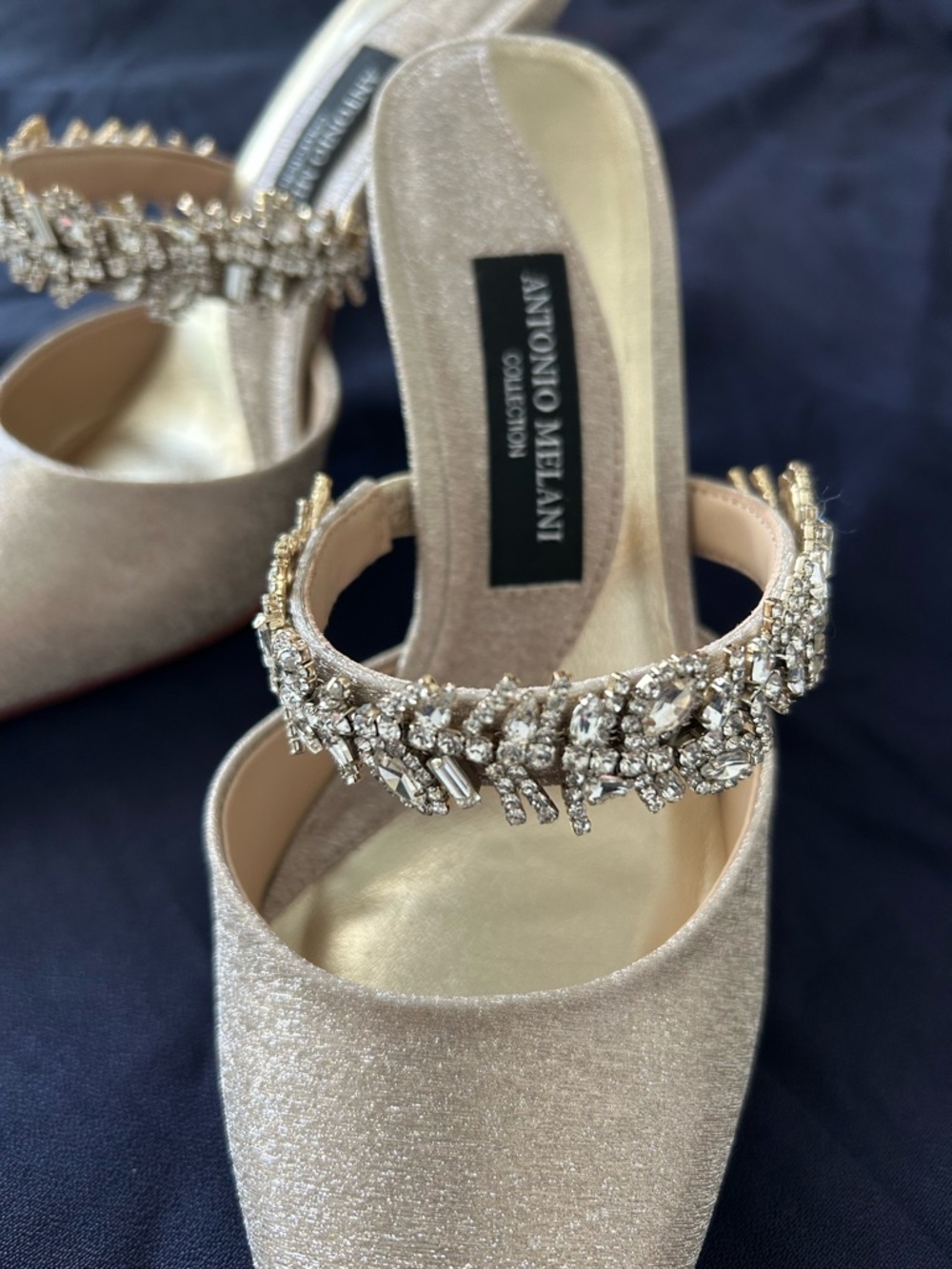 ANTONIO MELANI Gold Crystal-Embellished Pointed Toe Heels